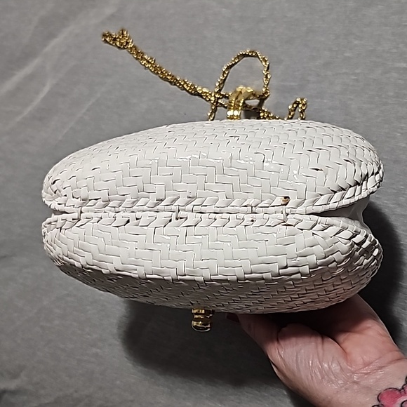 Vintage Willow White hard shell wicker purse clutch  Made in Hong Kong - Picture 12 of 16